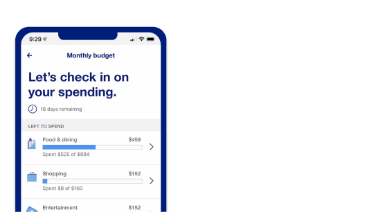 View of monthly budget in the U.S Bank mobile app