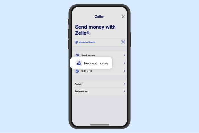 Zelle receive money view on smartphone