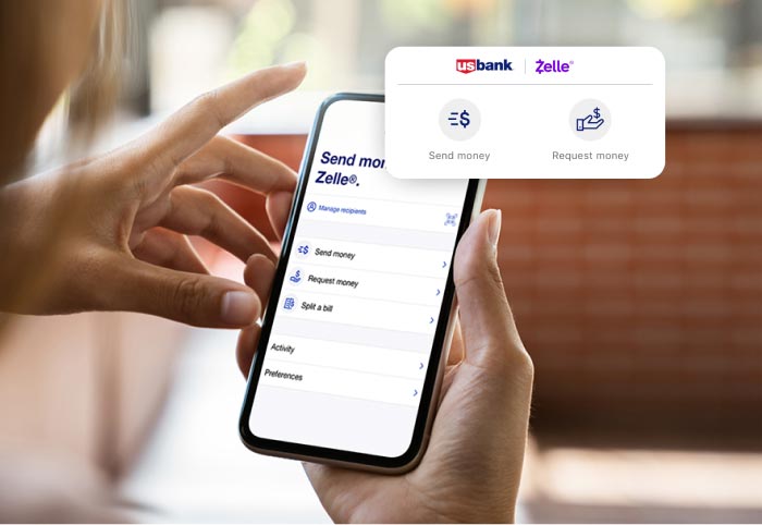 Person sending money with Zelle on a smartphone